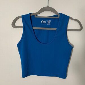 Zyia Active blue scoop neck crop length tight fitting‎ athletic tank top
